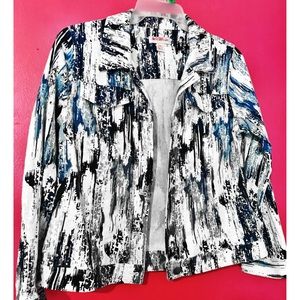 Christopher & Banks Blue and White Abstract Jacket